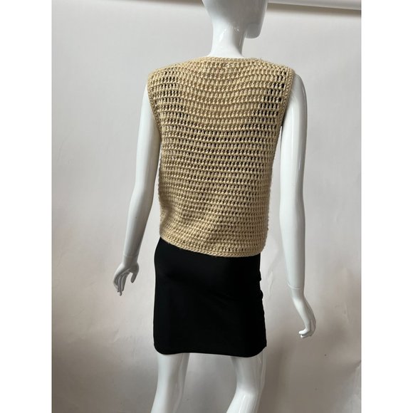Partners Crochet Vest Size Medium Beige Acrylic - Picture 13 of 13